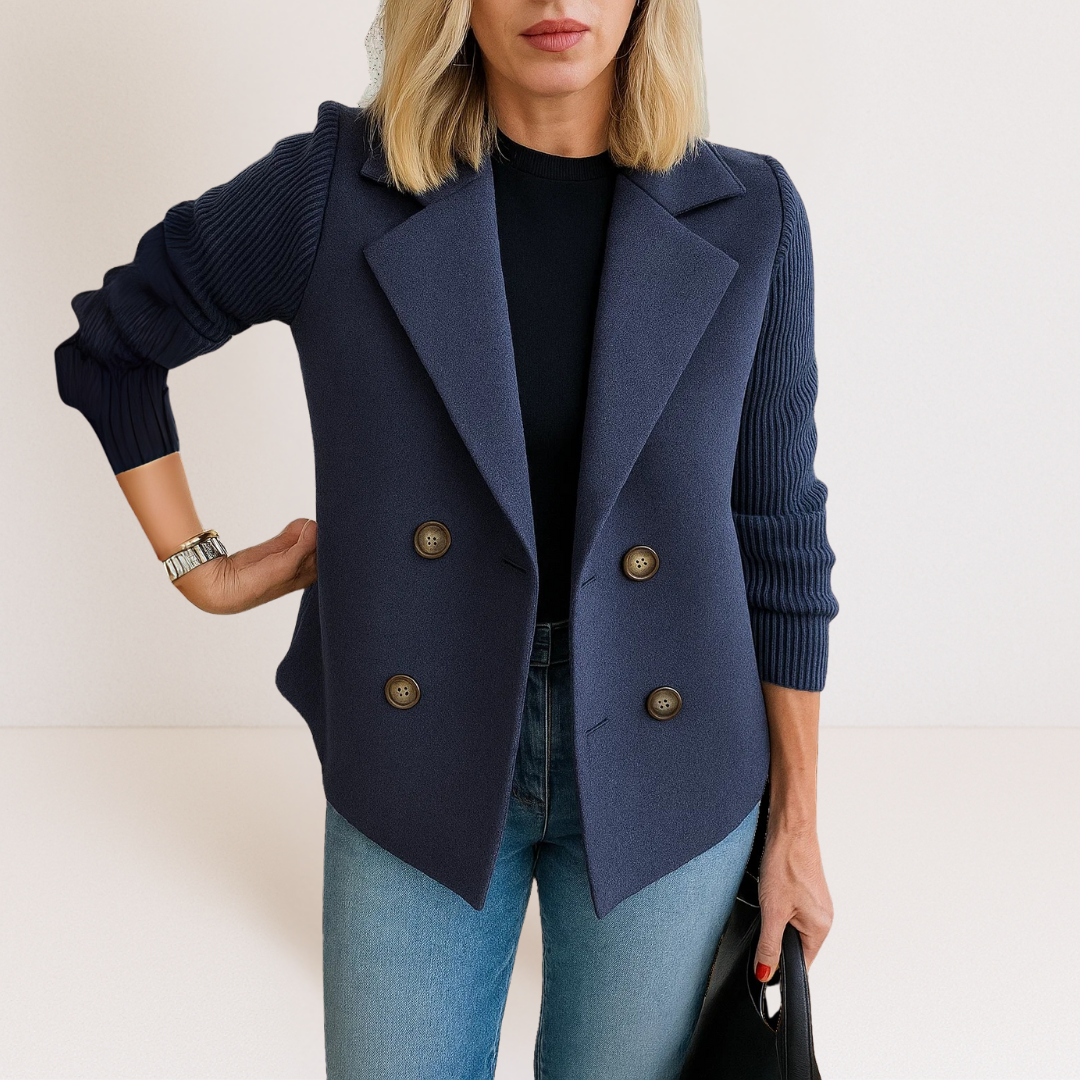 Martine™ - Elegancka Kurtka z Dzianinowymi Rękawami