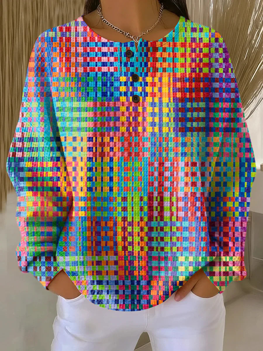 Rosa | Sweter z Kolorowym Wzorem Tartan