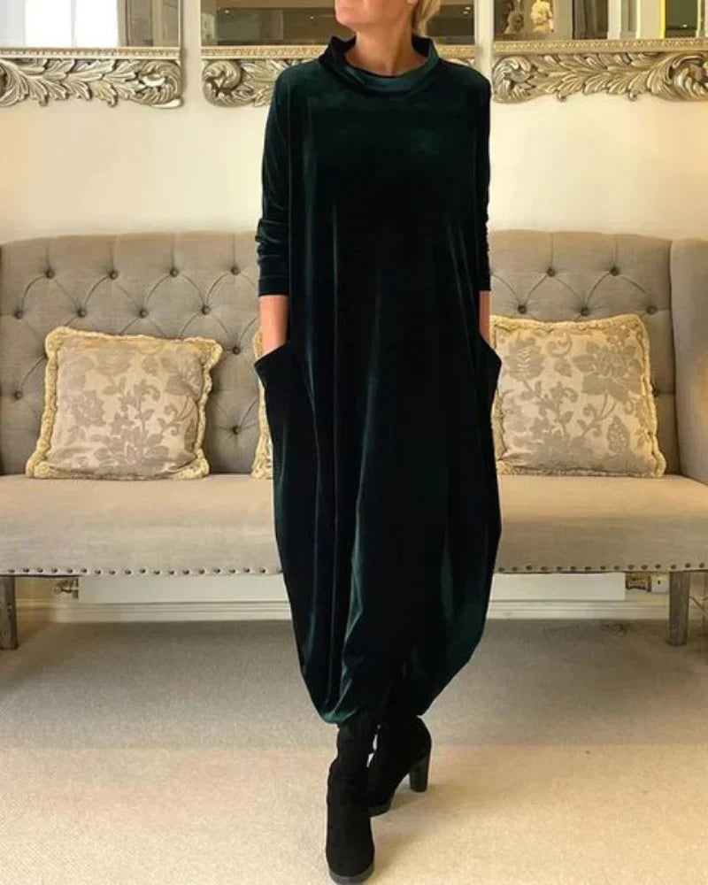 Elspeth | Lockeres, drapiertes Wintermaxikleid