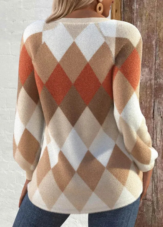 Znak | Sweter w kratę z detalem guzika