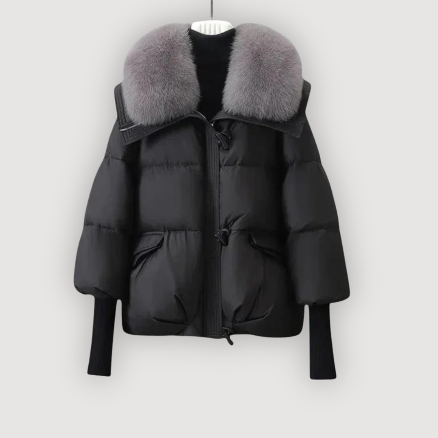 EVETTE – LUKSUSOWA KURTKA PUFFER Z FUTRZANYM KOŁNIERZEM