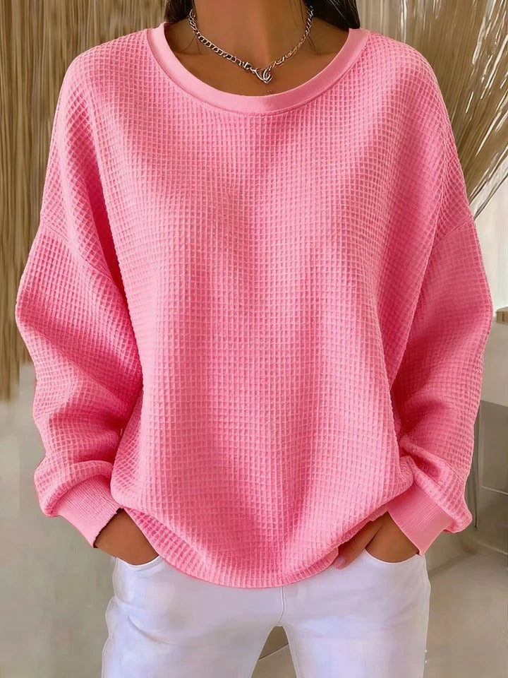 Elora | Teksturowany Różowy Sweter