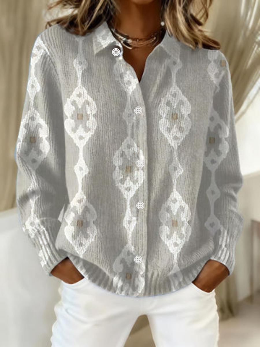 Renee | Sweter Kardigan z Wzorem Diamentowym