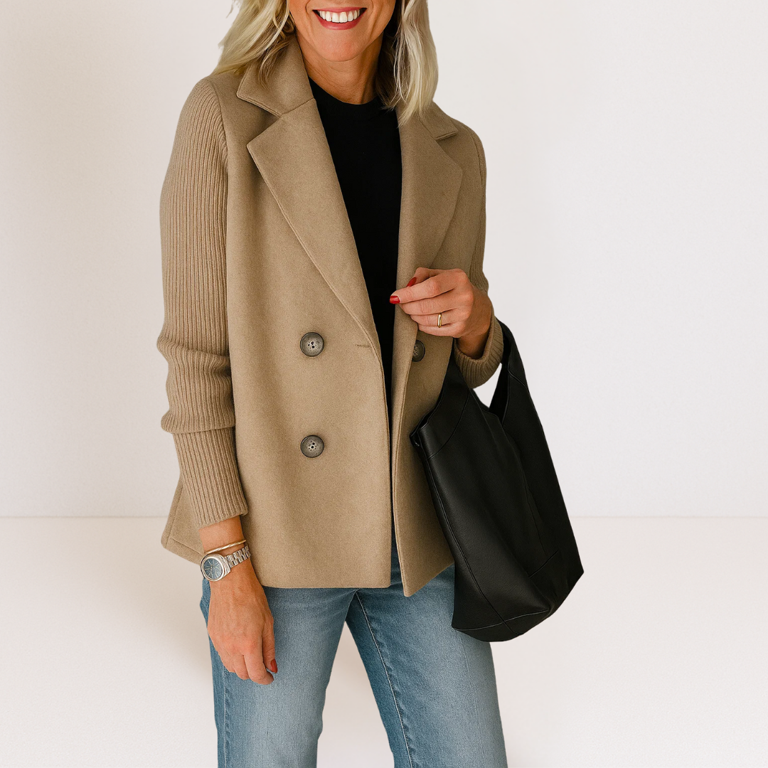 Martine™ - Elegancka Kurtka z Dzianinowymi Rękawami