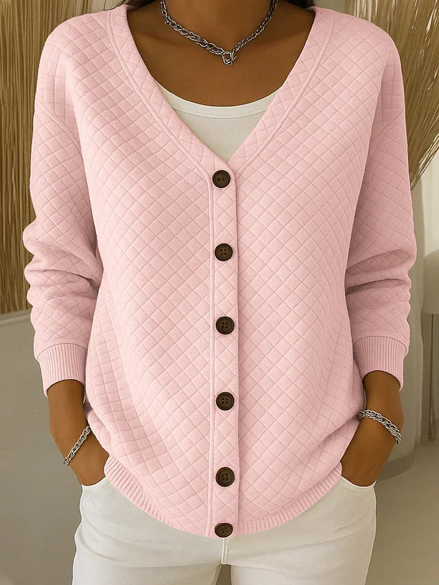Janice | Strukturierter rosa Cardigan mit Knöpfen