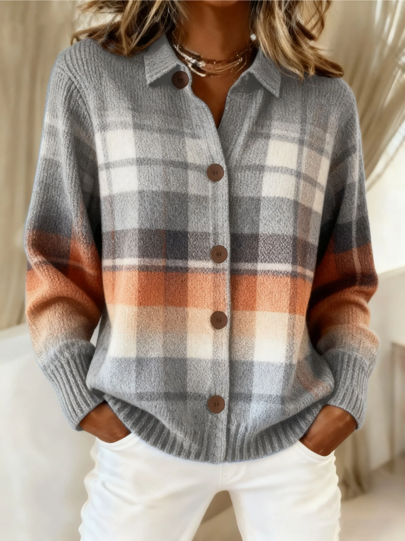 Marlene | Warmer Ombre Gemusterter Cardigan
