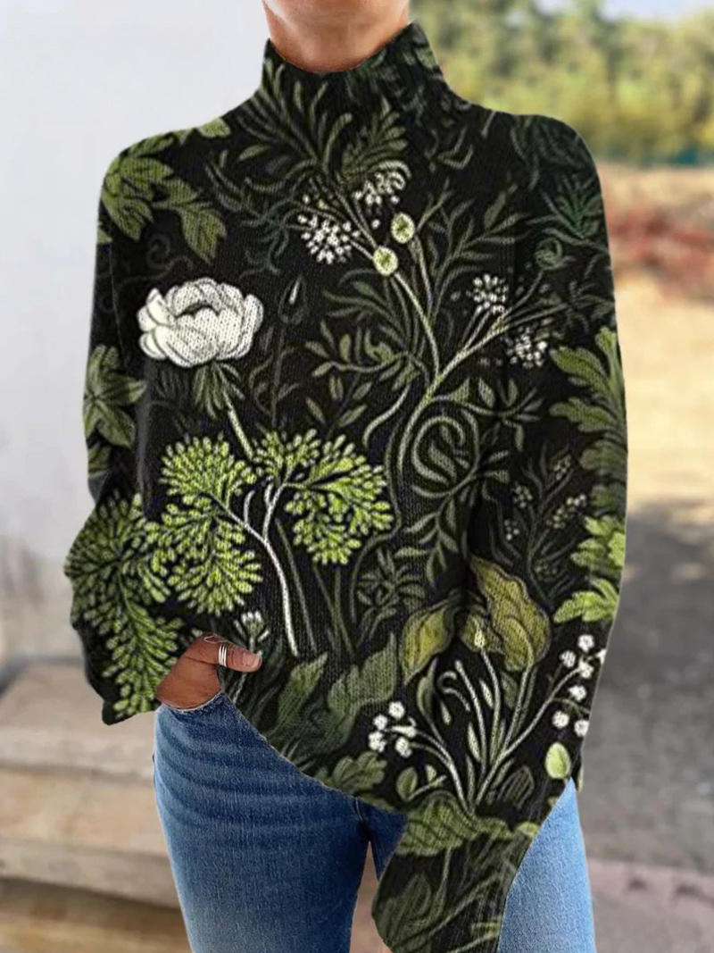 Tess | Botaniczny sweter z golfem