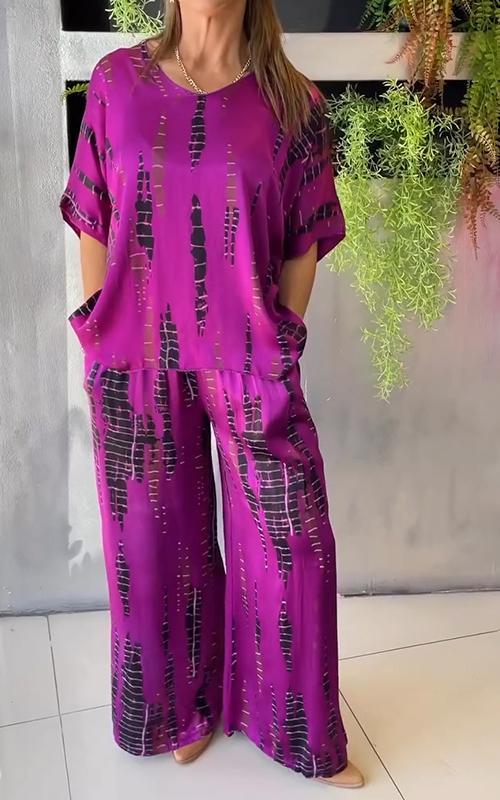 Marie - Zestaw Casual z Wzorem