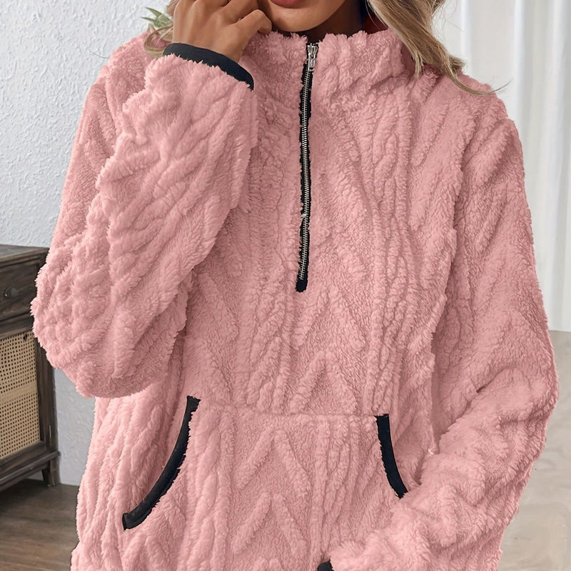 Harper | Kuscheliges rosa flauschiges Fleece mit Taschen